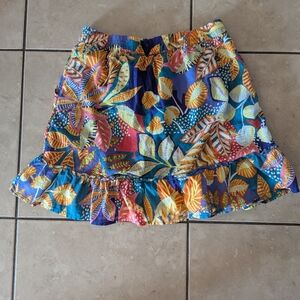 Cynthia Rowley Multicolor Leaf Print Mini Skirt